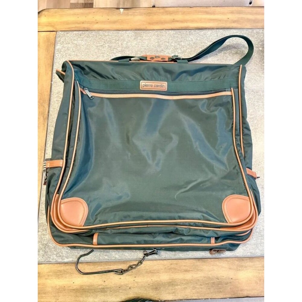 Vintage Pierre Cardin Forest Green & Tan Garment Bag